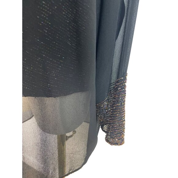 Jkara Black & Gold Sleeveless Top With Sheer Long Sleeve Jacket Set Size 14 - Picture 9 of 13